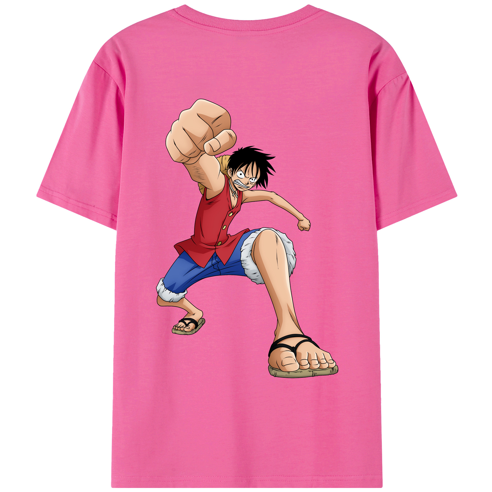 ワンピース モンキー・D・ルフィ ONE PIECE Monkey D. Luffy レディース半袖Tシャツ(バックプリント)